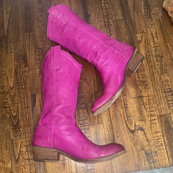 Frye Boots Carson pull on Berry Pink leather cowgirl western country 9.5 B - Picture 7 of 15